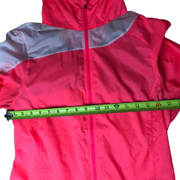 BROOKS Running Pink Hoodie Hooded Jacket Windbreaker.  Bright Neon Pink. Size M - Picture 9 of 14